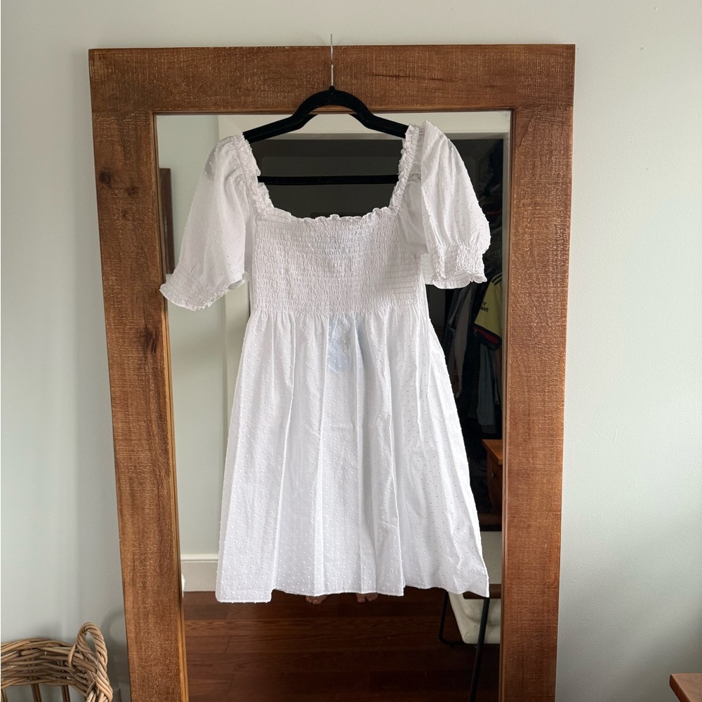 NWT Hill House Home - Athena Nap Dress - Swiss Dot White - Puff Sleeve Mini - XS - Picture 5 of 6